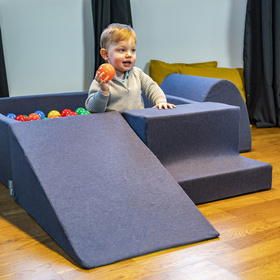 KiddyMoon Foam Playground for Kids Obstacle Course for Children Montessori Toy for Babies Soft Construction Blocks Element, Halfshaft/Ramp/Step, Certified Made in The EU, darkblue:-, Multi-Size