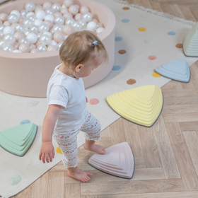 KiddyMoon Balance Stones for Children Stepping Stones Kids Balance River Stones Non-Slip Balance Beams Balance Blocks Anti-Slip Toys Obstacle Course Toddler Balance Motor Skills, Multicolor, 6 Pieces