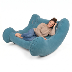 KiddyMoon Garden Chair Rocker Inflatable For Indoor & Outdoor Use with Pump, blue, L