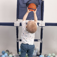 square play pen filled with plastic balls basketball, Blue:black/white/grey/blue/yellow, 900 balls