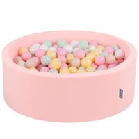 KiddyMoon Baby Foam Ball Pit with Balls ∅ 7cm / 2.75in Made in EU, pink:pastel beige/pastel yellow/white/mint/light pink, 90 x 30 cm / 300 Balls