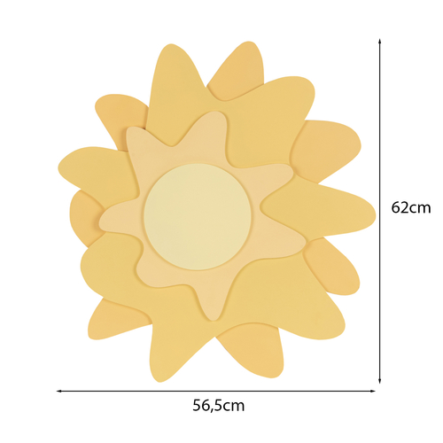 KiddyMoon wall decor kids room nursery wood mdf multiple shapes 3D, sun: yellow, UNI