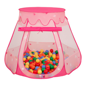 Play Tent For Kids Castle Baby Playhouse For Children With Colorful Balls Pop Up Perfect For Indoor And Outdoor Easy Set Up Includes Carry Bag, pink:yellow-green-blue-red-orange, 105x90cm/200 balls