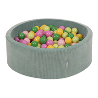 KiddyMoon Foam Ball Pit For Kids Round 90x30cm Baby Soft & Safe Toy, green: light green/green/yellow/powder pink/pink, 90 x 30 cm / 300 Balls