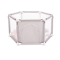 hexagon 6 side play pen with plastic balls, Grey:white/grey/powder pink, 900 balls