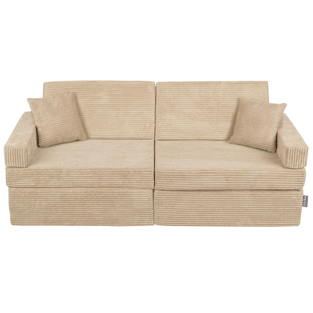 KiddyMoon Foam Sofa for Children Multifunctional Mattress Armchair Kids Foldable  Bed Folding Toddler Couch Chair for Playroom Bedroom Living Room, beige, Sofa with 2 Pillows