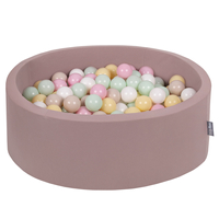 KiddyMoon Foam Ball Pit with Balls for Babies and Toddlers, Soft Sensory Play, Durable Removable Cover, Safe, heather:pastel beige/pastel yellow/white/mint/powder pink, 90 x 30 cm / 200 Balls