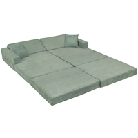 KiddyMoon Foam Sofa for Children Multifunctional Mattress Armchair Kids Foldable Bed Folding Toddler Couch Chair for Playroom Bedroom Living Room, green, Sofa with 2 Pillows