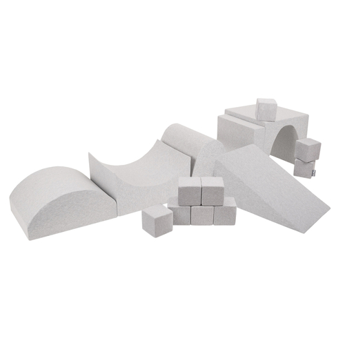 KiddyMoon light grey playground dice / wedge M/ hill/ tunnel/ ramp M/ half-shaft M/ step PPZ-217 , Light Grey