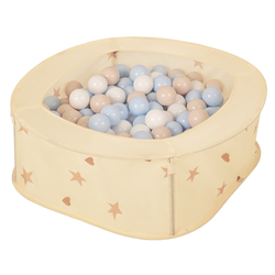 Ballpit Playpen For Kids, Babies And Toddlers Children Foldable Portable Indoor Outdoor, Light Beige: Pastel Beige-Pastel Blue-White, 200 Balls