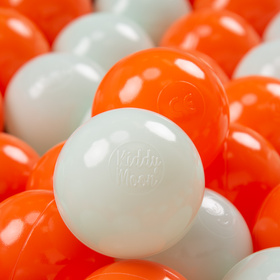 KiddyMoon Soft Plastic Play Balls ∅ 7cm/2.75in Multi-colour Made in EU, orange/mint, 200 Balls/7cm-2.75in