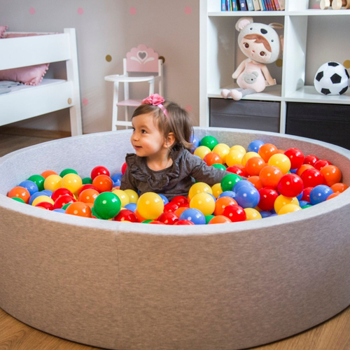 KiddyMoon Soft Plastic Play Balls ∅ 7cm/2.75in Multi-colour Made in EU, yellow/green/blue/red/orange, 50 Balls/7cm-2.75in