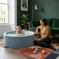 KiddyMoon Foam Ball Pit with Balls for Babies and Toddlers, Soft Sensory Play, Durable Removable Cover, Safe, blue: pearl, 90 x 30 cm / 300 Balls