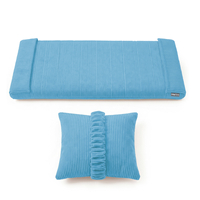 KiddyMoon Cushion Set For Balance Board Mattress and Pillow Ribbed Fabric Washable Cover, blue, Mattress/Pillow