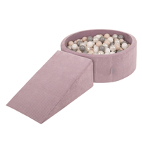 KiddyMoon Foam Playground For Kids Soft Textured Safe Blocks, purple: pastel beige/white/perle/grey, Ballpit (200 Balls) + Wedge