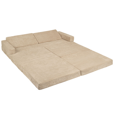 KiddyMoon Foam Sofa for Children Multifunctional Mattress Armchair Kids Foldable  Bed Folding Toddler Couch Chair for Playroom Bedroom Living Room, beige, 140x55x30 cm