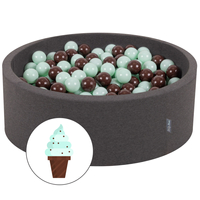 KiddyMoon Baby Ball Pit Soft Foam For Infants And Toddlers From 8 Months Removable Cotton Cover, Ice cream dark grey, 90 x 30 cm / 300 Balls