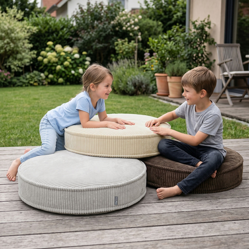 KiddyMoon 3-Piece Foam Elements for Kids Children's Room Accessory, light grey-beige-brown, Lx3
