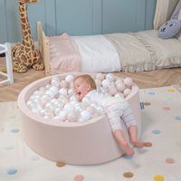 KiddyMoon Foam Ball Pit with Balls for Babies and Toddlers, Soft Sensory Play, Durable Removable Cover, Safe, beige: pastel beige/white/pearl, 90 x 30 cm / 300 Balls