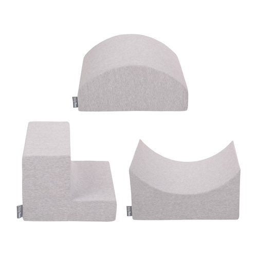 KiddyMoon Foam Playground for Kids Obstacle Course for Children Montessori Toy for Babies Soft Construction Blocks Element, Halfshaft/Ramp/Step, Certified Made in The EU, light grey, Multi-Size