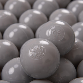 KiddyMoon Soft Plastic Play Balls ∅ 6cm / 2.36 Multi Colour Made in EU, grey, 100 Balls/6cm-2.36in