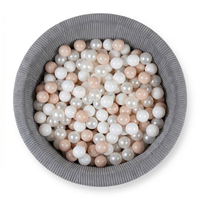 KiddyMoon Ball Pit for Baby and Toddler, Soft Play Ball Pool with ribbed Washable Cover, Dark Grey: Pastel Beige/White/Pearl, 90 x 30 cm / 200 Balls