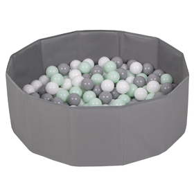children colourfull foldable ballpit plastic balls, gray:white/gray/mint, 100 balls
