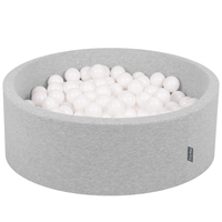 KiddyMoon Baby Foam Ball Pit with Balls ∅ 7cm / 2.75in Made in EU, light grey:white, 90x30cm/200 balls