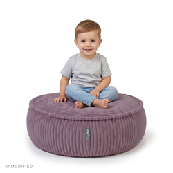KiddyMoon Kids’ Foam Pouffe with Removable Cover, light grey, L