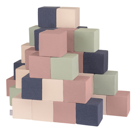 KiddyMoon Soft Foam Cubes Building Blocks 14cm for Children Multifunctional Foam Construction Montessori Toy for Babies, Certified Made in The EU, , 48 Pieces