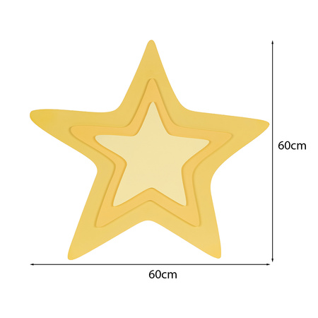 KiddyMoon wall decor kids room nursery wood mdf multiple shapes 3D, star: yellow, UNI