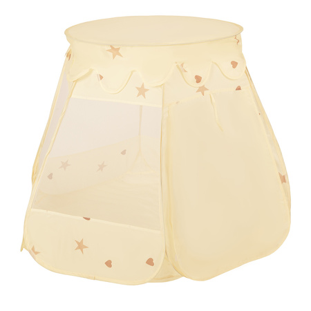Pop Up Play Tent Castle House Shell Plastic Balls For Kids, Light Beige: Pastel Beige/Pastel Blue/White, 105x90cm/300 balls