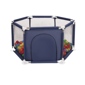 hexagon 6 side play pen with plastic balls, Blue:yellow/green/blue/red/orange, 400 balls