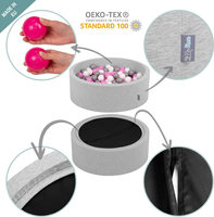 KiddyMoon Baby Foam Ball Pit with Balls ∅ 7cm / 2.75in Made in EU, pink:light pink/dark pink/babyblue/mint, 90x30cm/200 balls