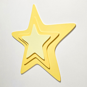 KiddyMoon wall decor kids room nursery wood mdf multiple shapes 3D, star: yellow, UNI