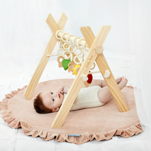 KiddyMoon Wooden Baby Gym for Newborns BT-001, Natural, UNI