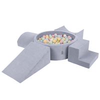 KiddyMoon Foam Playground For Kids Soft Textured Safe Blocks Baby, dark grey: pastel blue/pastel yellow/white/mint/powder pink, Ballpit (300 Balls) + Version 5