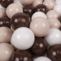 KiddyMoon Soft Plastic Play Balls ∅ 7cm/2.75in Multi-colour Made in EU, pastel beige/brown/white, 200 Balls/7cm-2.75in