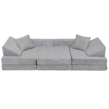 KiddyMoon Foam Sofa for Children Multifunctional Mattress Armchair Kids Foldable  Bed Folding Toddler Couch Chair for Playroom Bedroom Living Room, dark grey, Sofa with 2 Pillows