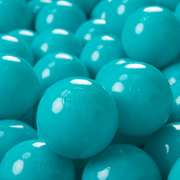 KiddyMoon Soft Plastic Play Balls ∅ 7cm/2.75in Mono-colour certified Made in EU, turquoise, 300 Balls/7cm-2.75in