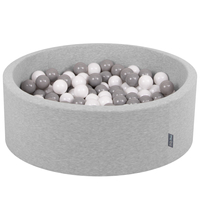 KiddyMoon Baby Foam Ball Pit with Balls ∅ 7cm / 2.75in Made in EU, light grey:white/grey, 90x30cm/300 balls