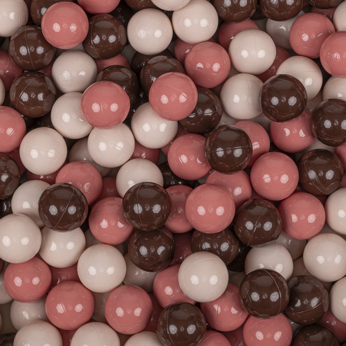 KiddyMoon Soft Plastic Play Balls ∅ 7cm/2.75in Multi-colour Made in EU, pastel beige/salmon pink/brown, 50 Balls/7cm-2.75in