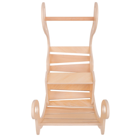 KiddyMoon Wooden Rocker for Kids Multifunctional Montessori Arch Wooden Toy Climbing Play Arch for Children, Seesaw Made of Wood for Babies WR-001, Natural, 90.6x39x69 cm