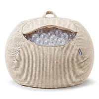 KiddyMoon Bean Bag for Children 2-in-1 Storage for Toys 80x80x50cm, beżowy