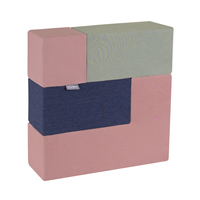 KiddyMoon Soft Foam Cubes Building Blocks 14cm for Children Multifunctional Foam Construction Montessori Toy for Babies, Certified Made in The EU, heather-dark blue-beige-sage, 9 Pieces