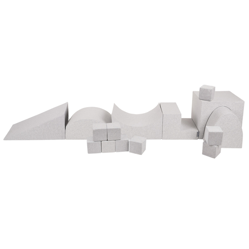 KiddyMoon light grey playground dice / wedge M/ hill/ tunnel/ ramp M/ half-shaft M/ step PPZ-217 , Light Grey