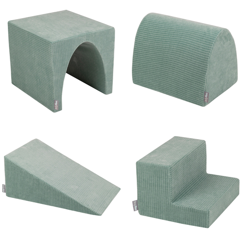 KiddyMoon Foam Playground For Kids Soft Textured Safe Blocks, green: dark turquoise/pastel beige/copper, Ballpit (300 Balls) + Version 3