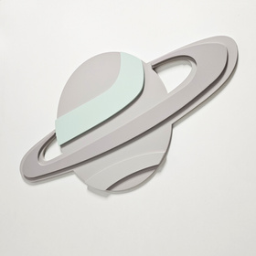 KiddyMoon wall decor kids room nursery wood mdf multiple shapes 3D, saturn: beige/grey, UNI