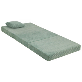 KiddyMoon Multifunctional Foam Mattress Foldable Bed Armchair Kids Children Sofa Folding Toddler Couch Chair for Playroom Bedroom Living Room, green, Mattress with Pillow