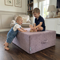 KiddyMoon Kids Indoor Trampoline 2 in 1, Removable Washable Zip Ribbed Cover, Mini Trampoline for Home, Purple, Trampoline